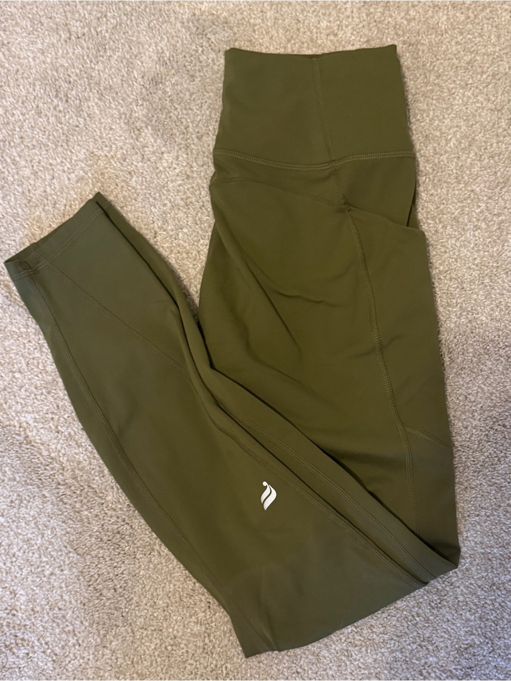 Fabletics Olive Green High-Waist Leggings with Matching Crossback Sports Bra - Picture 3 of 4